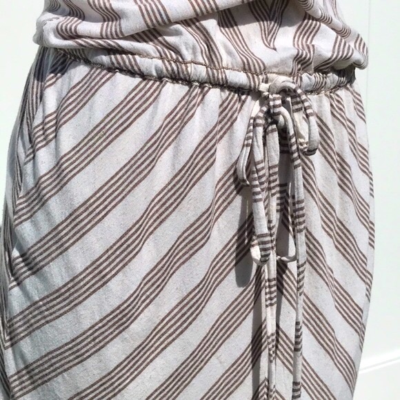 Max Edition V-Neck Cap Sleeve Striped Drawstring Elastic Waist Dress Size Medium - Picture 6 of 14
